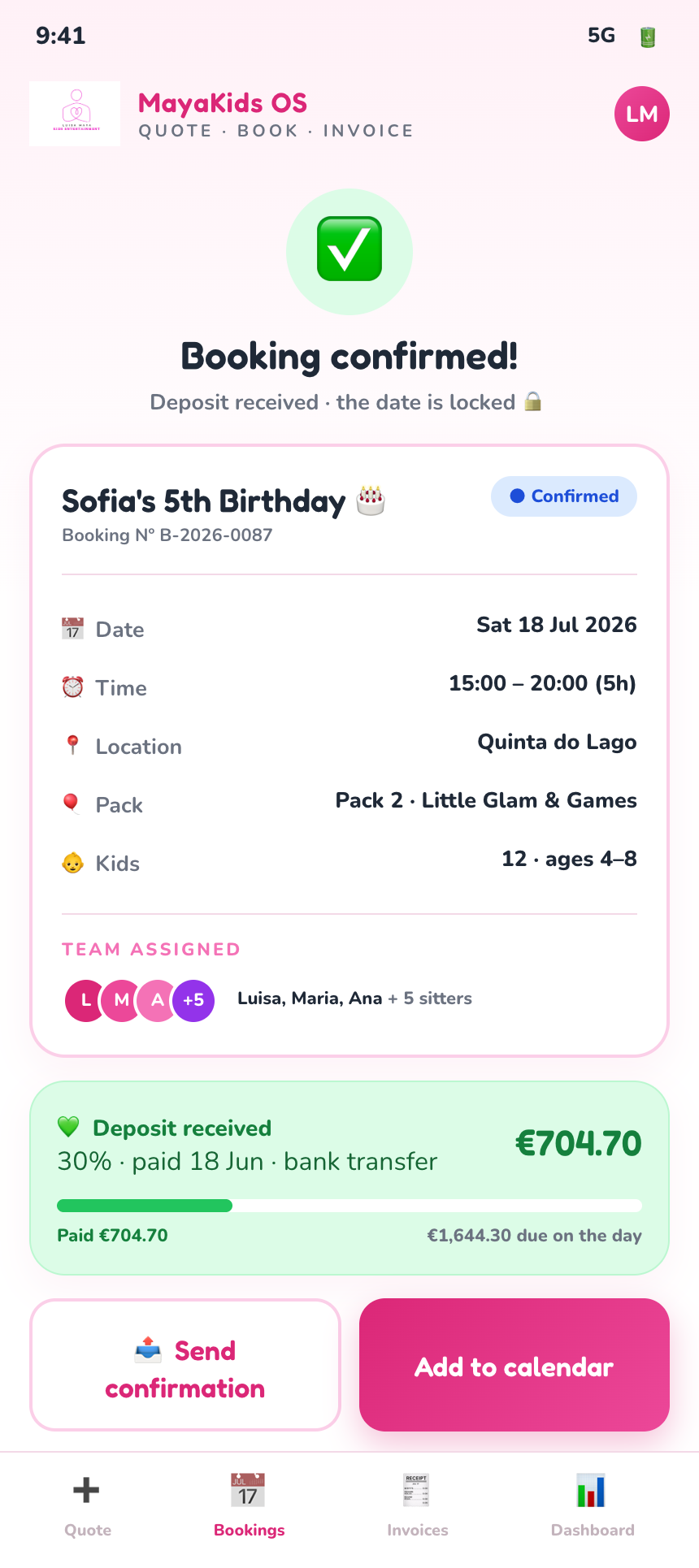 Booking Confirmation